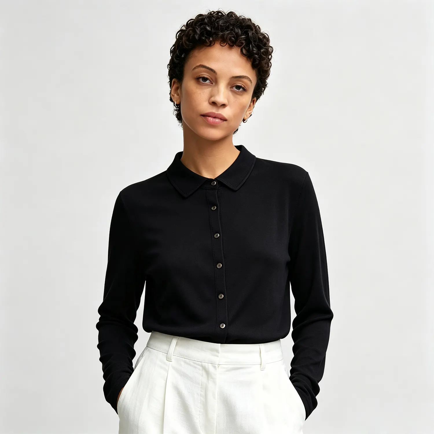 Women's Mulberry Silk Cardigan Relaxed Fit Mock Neck Long Sleeve REAL SILK LIFE
