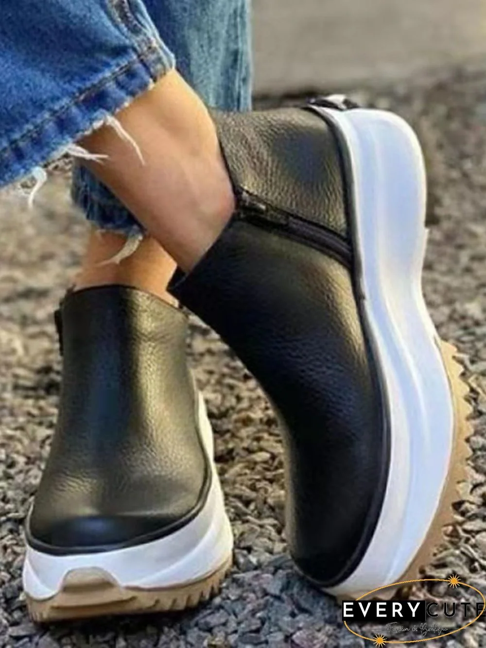 Breathable Soft Comfort Lightweight Platform Zip Sneakers