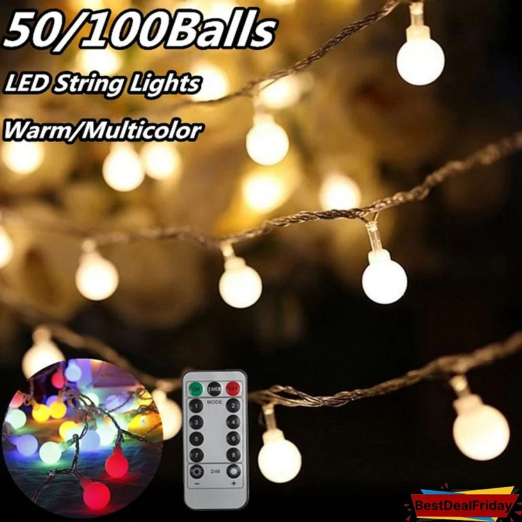 20/50/100Balls Upoom String Lights Garden Outdoor String Lights Multi-Colored Waterproof Crystal Ball Fairy Lights, Decoration Lighting for Home, Garden, Patio, Yard, Christmas，Halloween