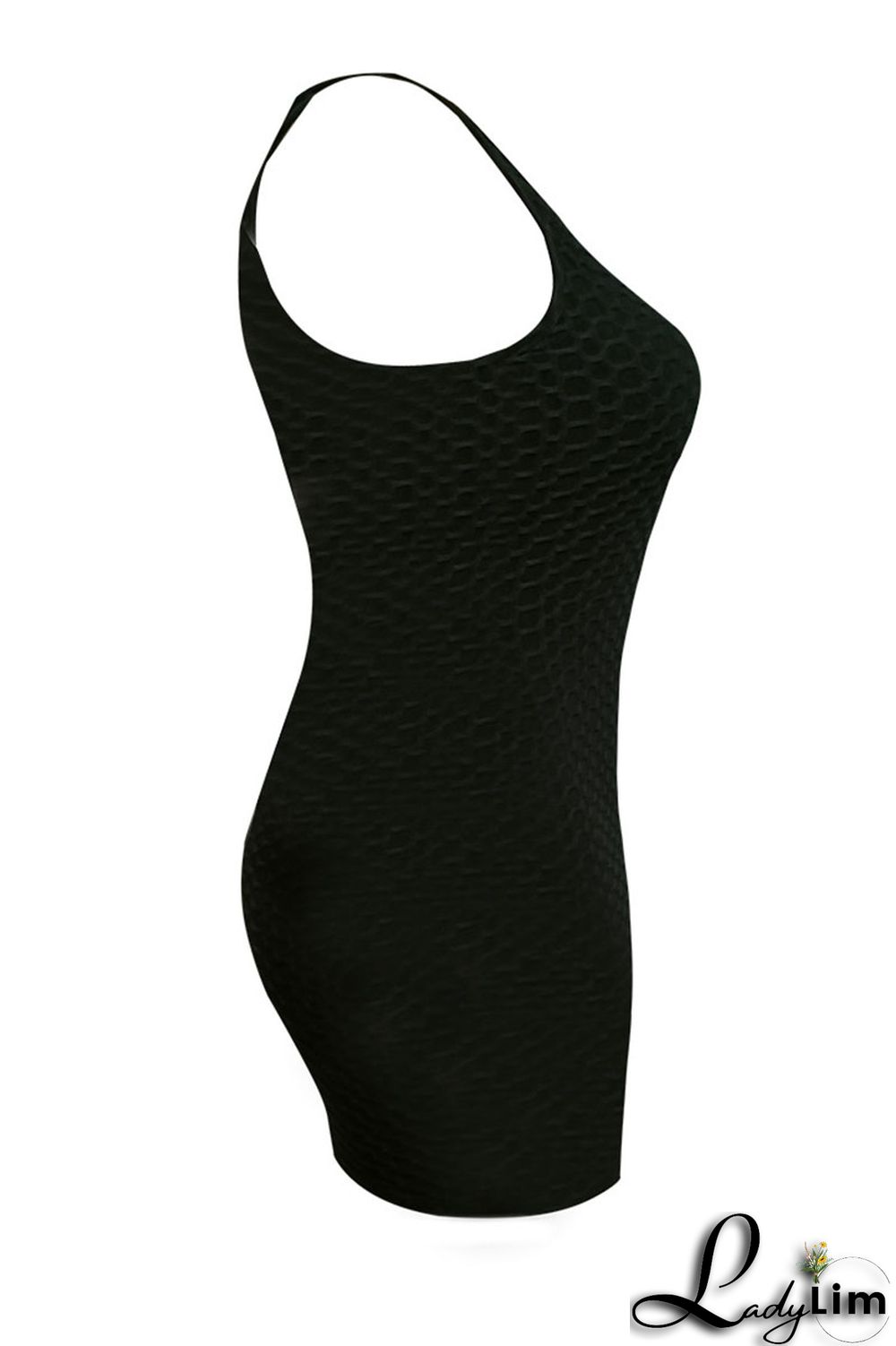 Black Casual Solid Patchwork U Neck Pencil Skirt Plus Size Dresses