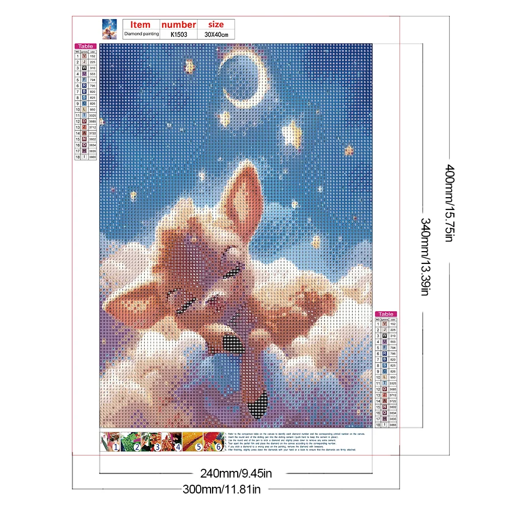 Full Round Diamond Painting 30*40cm - Deer Sleeping On The Cloud