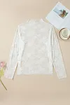 Women's White Plus Size Floral Mesh Long Sleeve Top Cover Up