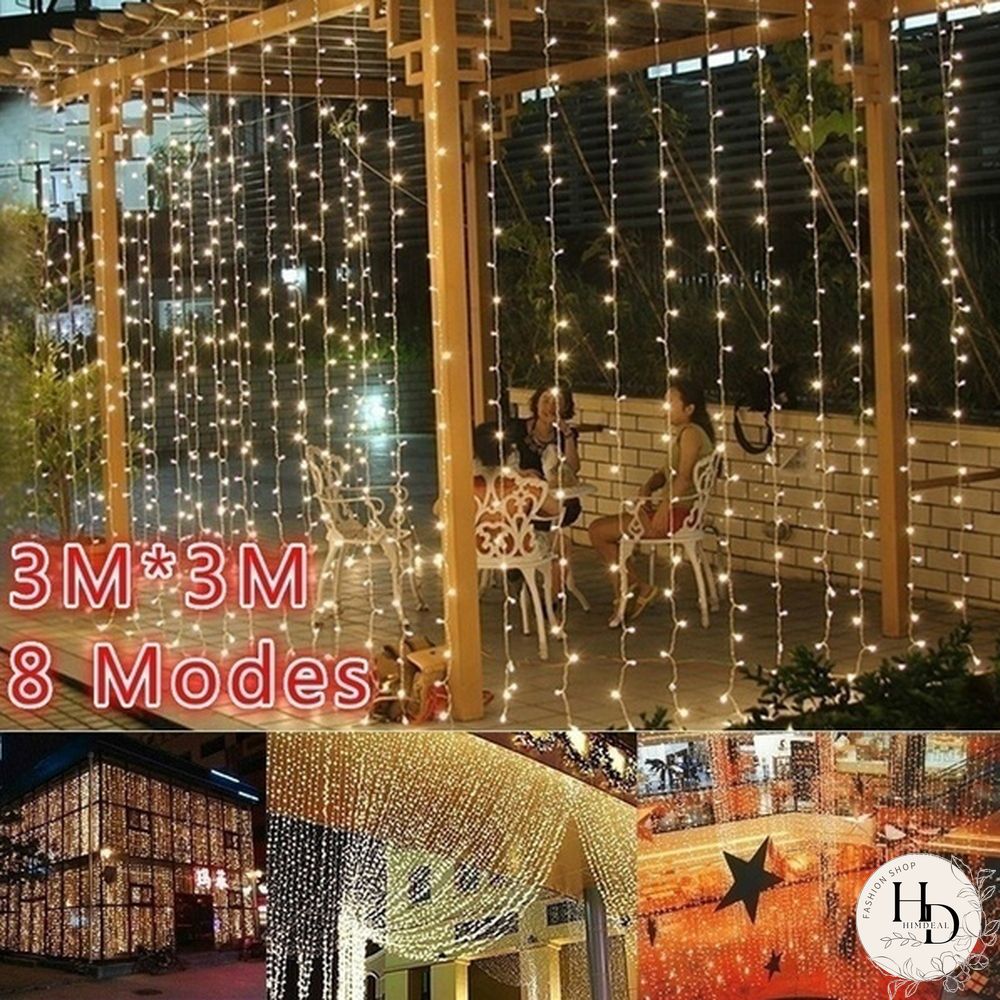 3Mx3M 300 LED Curtain Light Romantic Christmas Wedding Outdoor Decoration Curtain String Light