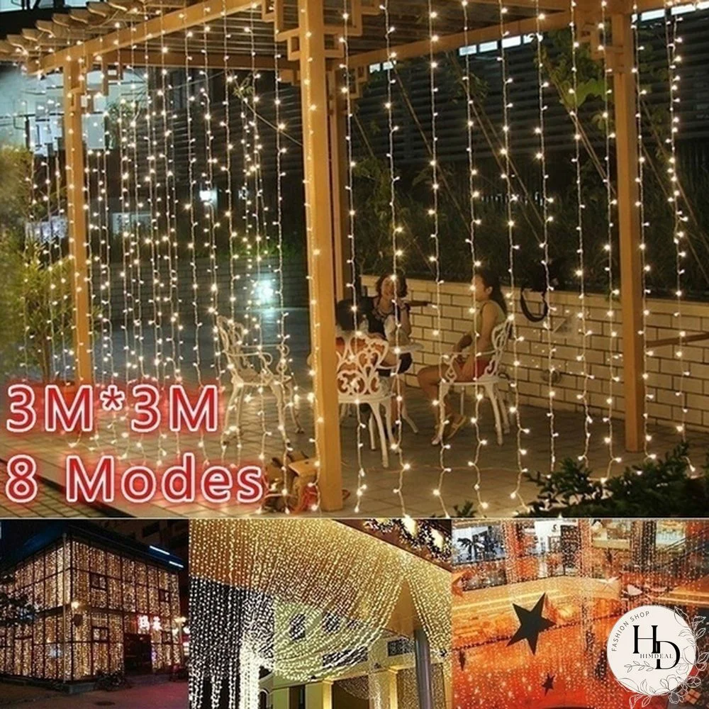 3Mx3M 300 LED Curtain Light Romantic Christmas Wedding Outdoor Decoration Curtain String Light