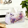 Floral Butterfly DIY PULeather Diamond Painting Tissue Box for Adults Beginners Large Size Diamond Art Paper Storage Holder for Living Room Bedroom Bathroom Table Decor