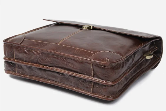 Brown distressed leather computer bag , real full grain leather laptop bags for men , slim leather document bag briefcase