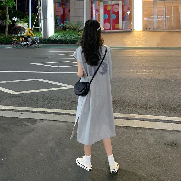 Brownm Brownm New Korean Version Of Women's Vest T Shirt Long Skirt Haraa Fan Student Jacket Women's Summer Vest Dress
