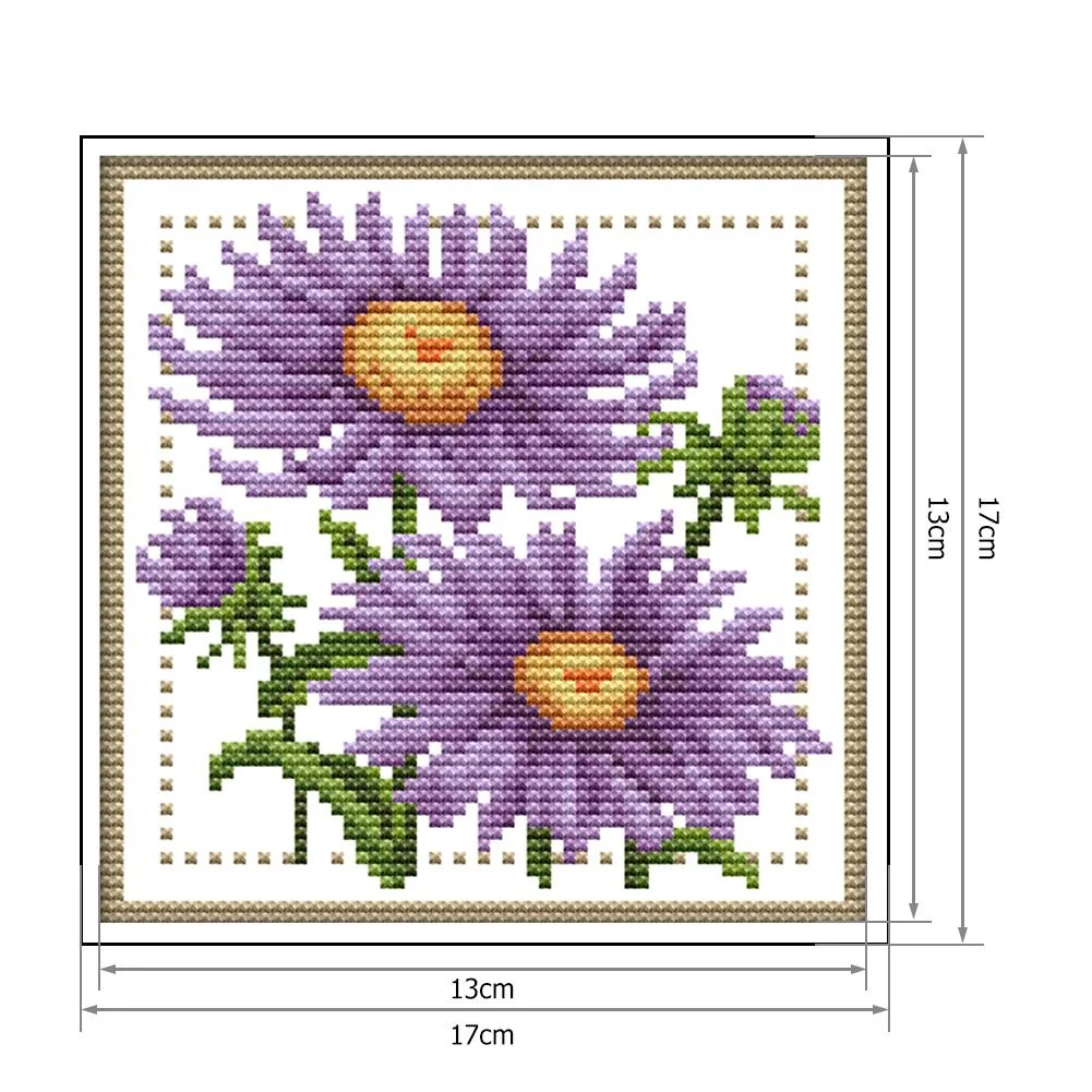 14ct Stamped Cross Stitch - Flower(17*17cm)