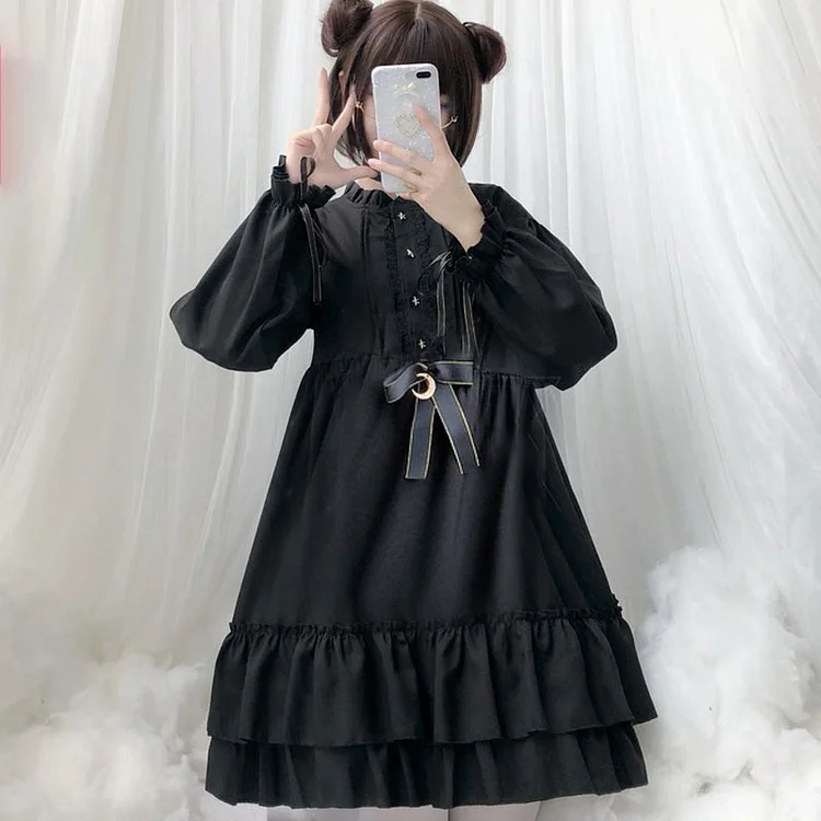 Gothic Darkness Star Button Front Dress