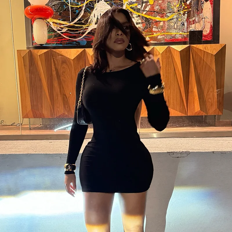 Uveng Uveng Women's Summer New Fashion Solid Colored Round Collars And Back-To-Back Dress