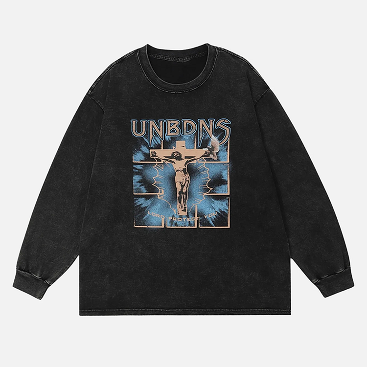 The Supermade Hip-Hop Washed And Aged Long Sleeve T-Shirt