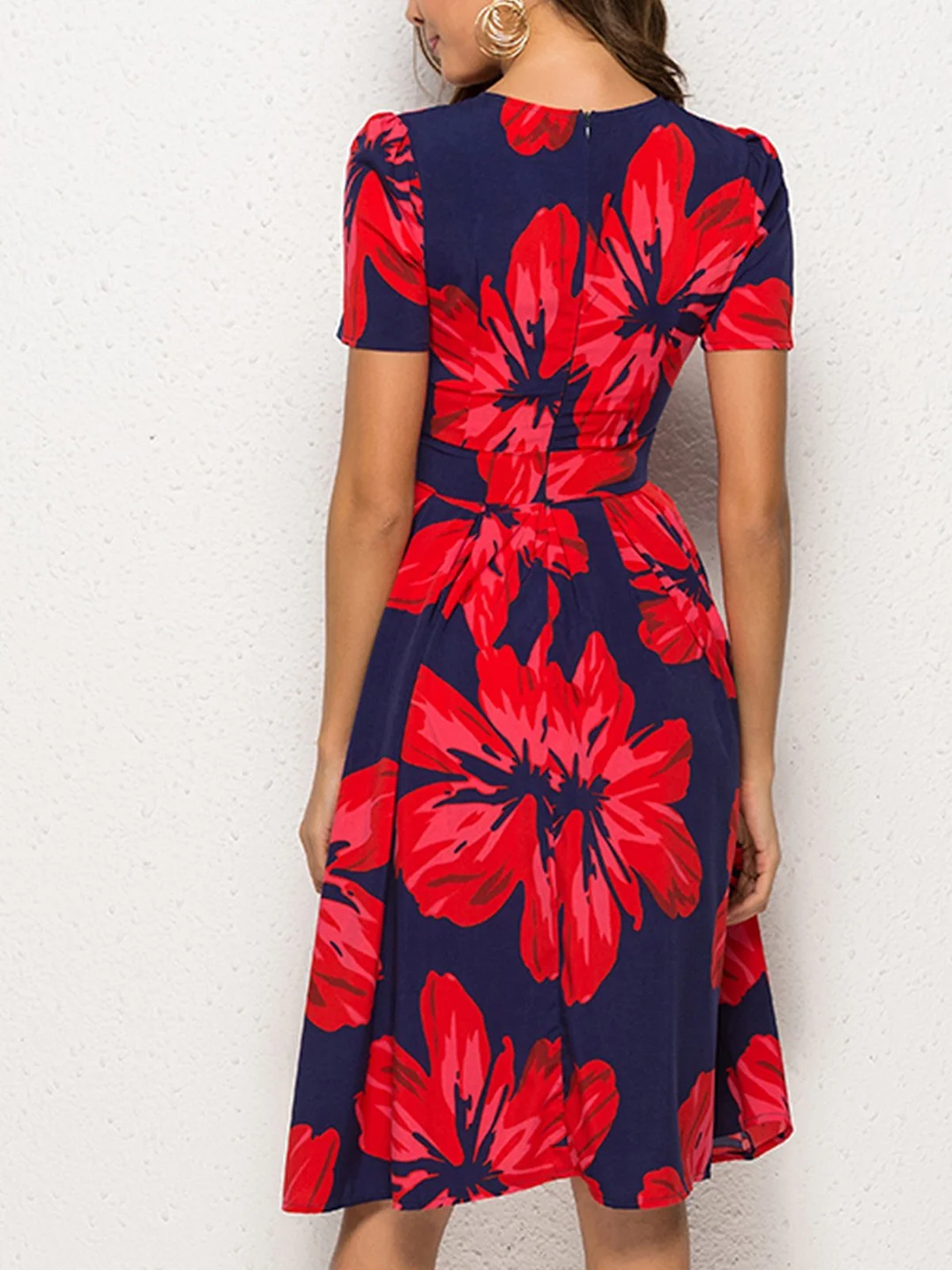 Red Dresses A-Line Daily Pleated Dresses