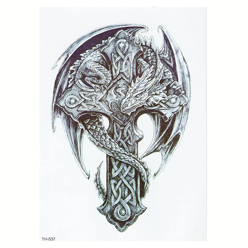 CROWN SKULL SCYTHE DEATH ANGEL WINGS CROSS TEMPORARY TATTOO, CRUCIFIX, BODY ART, MENS, WOMENS