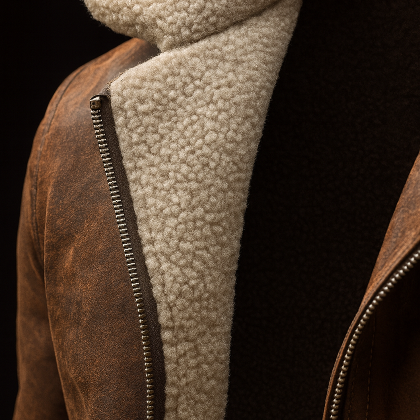 Men's Vintage Brown Leather Jacket With Sherpa Lining