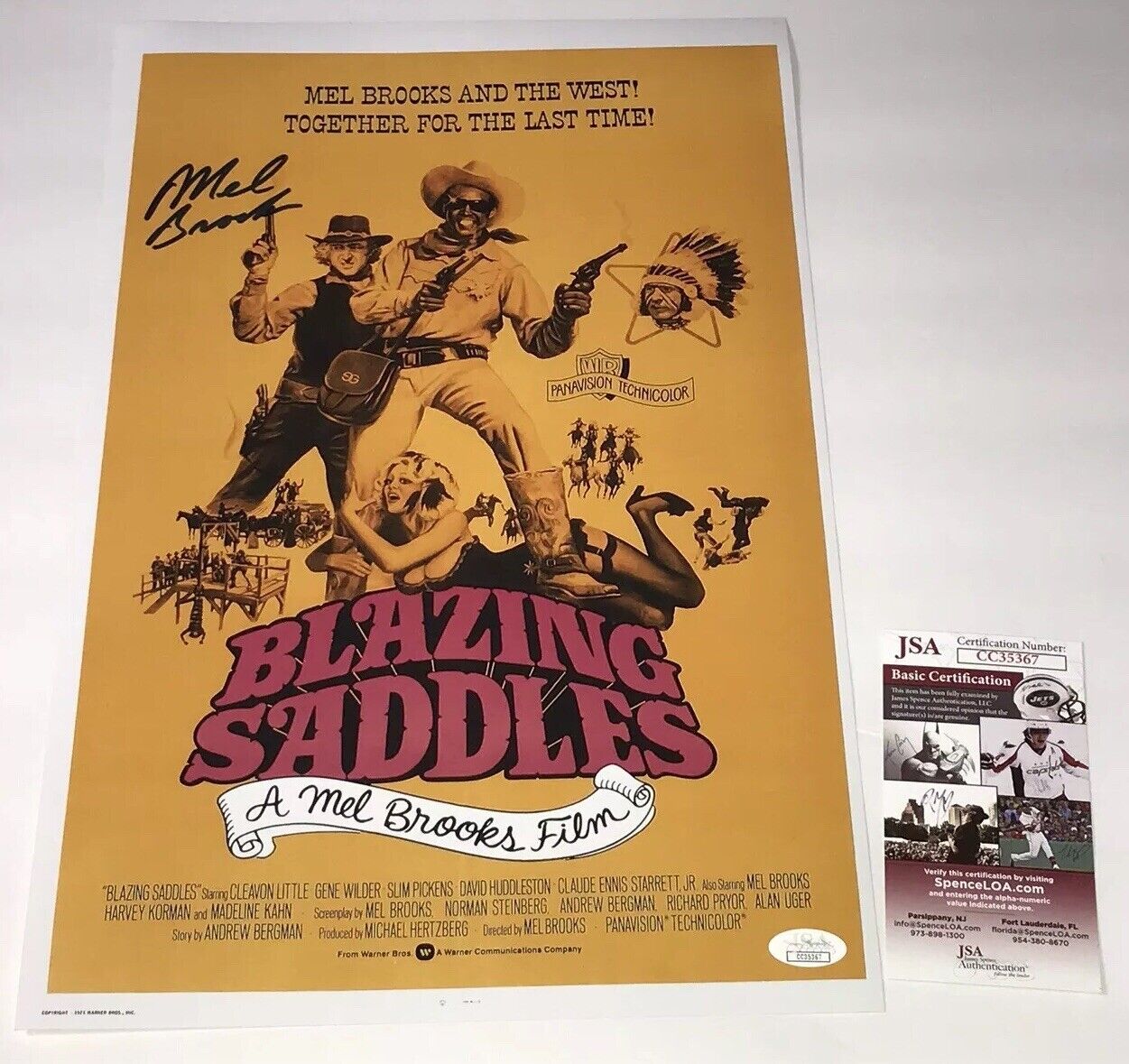 Mel Brooks BLAZING SADDLES Signed 11x17 Photo Poster painting JSA COA In Person Autograph