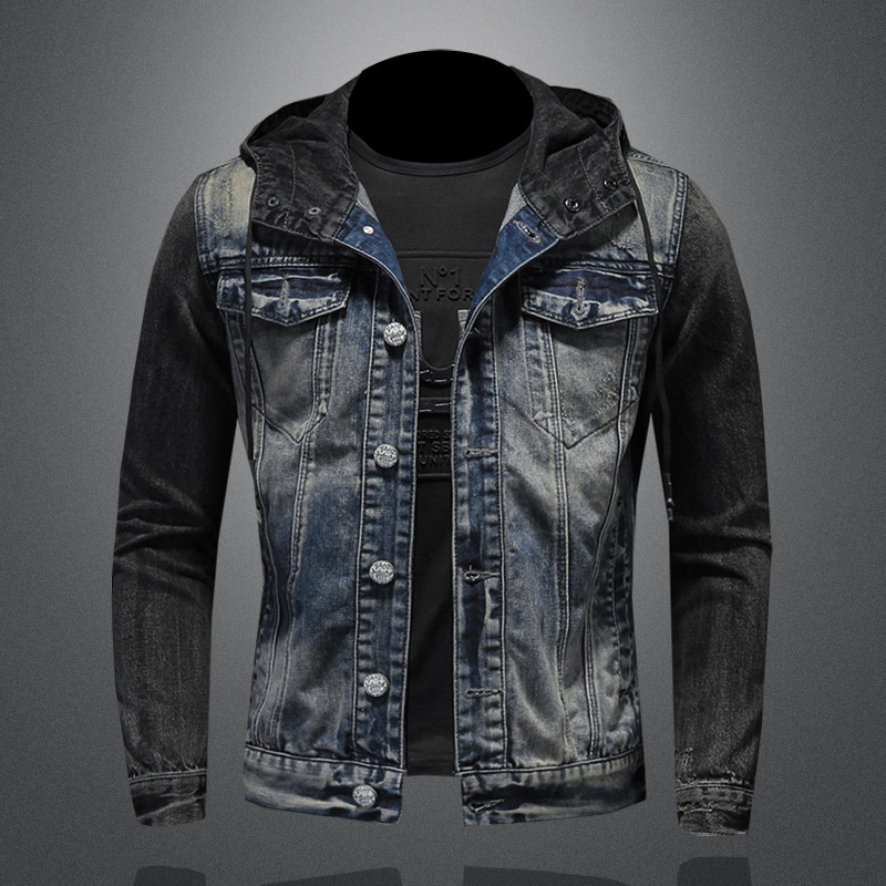 Men's Fashion Casual Slim-fit Hood Denim Jacket