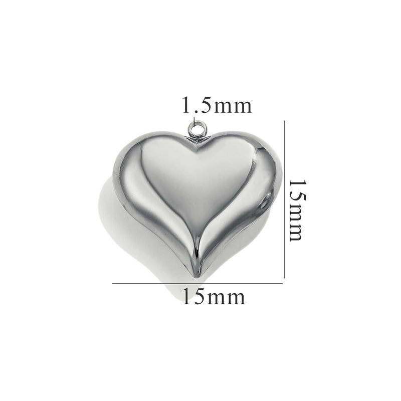 1 Piece 15*15mm Titanium Steel Heart Shape Pendant Jewelry Accessories