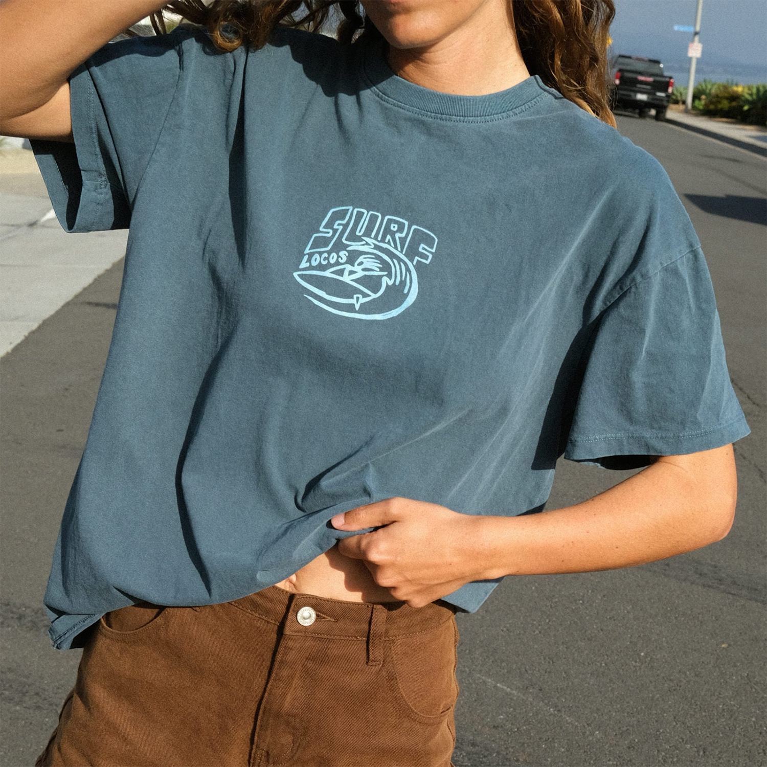 Retro Casual Unisex T-shirt Holiday Seaside Washed Surfing T-shirt Skateboard T-shirt