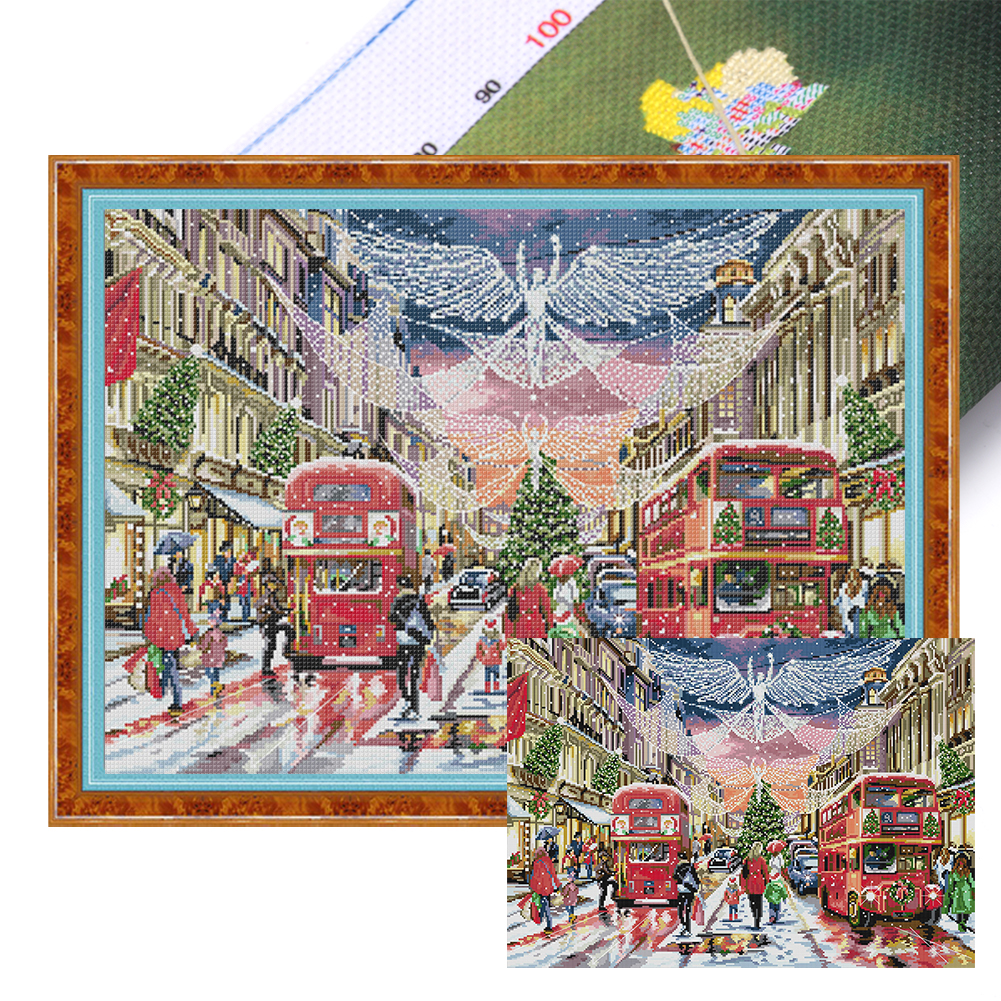 Christmas Street Full 14CT Pre-stamped Canvas(59*44cm) Cross Stitch(backstitch)