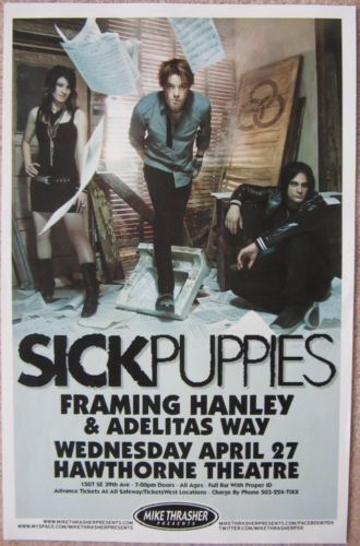 SICK PUPPIES 2011 Gig POSTER Portland Oregon Concert