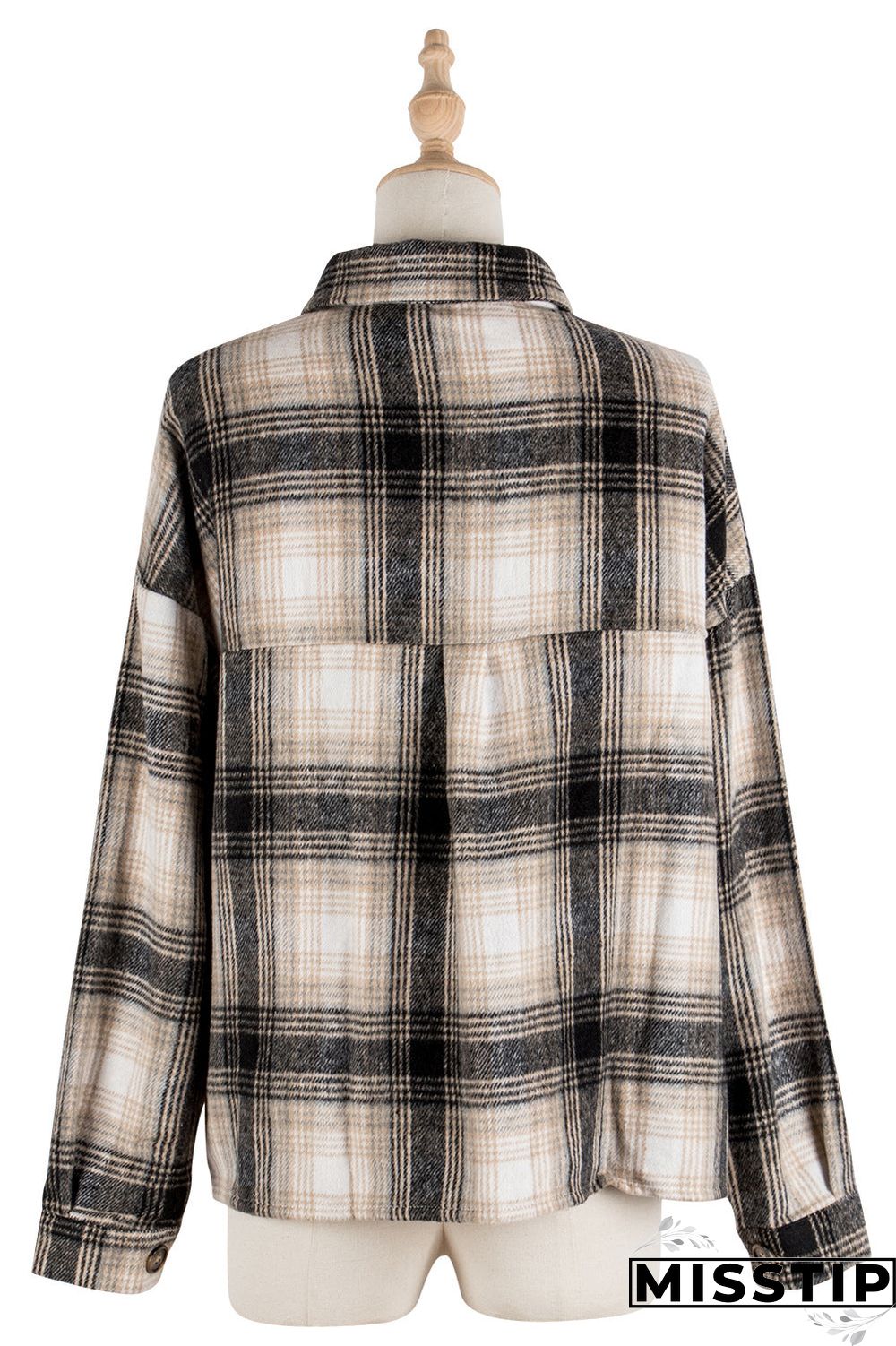 Classic Thick Colorblock Checked Button Down Shirt Jacket Woolen