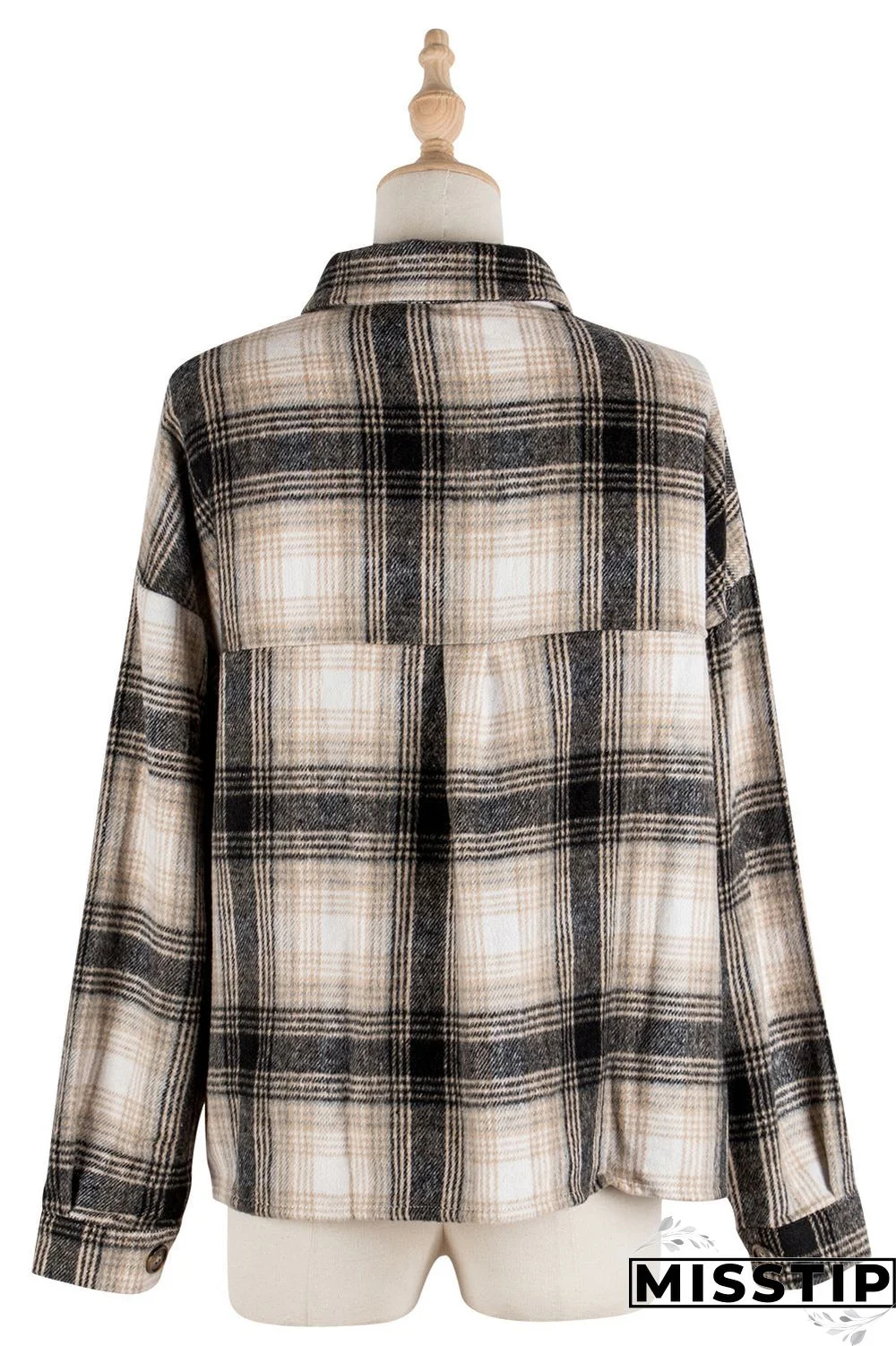 Classic Thick Colorblock Checked Button Down Shirt Jacket Woolen