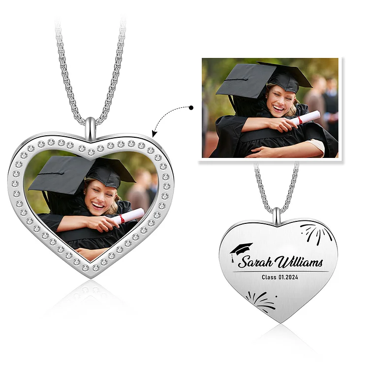 2024 Graduation Gift-Personalized Love Necklace Customized Photo,Year and Name Necklace Gift for Her/Him