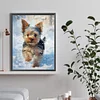 Petit Yorkie Dans La Neige Complète Rond Diamant Peinture 30X40CM