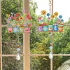 2Pcs Diamond Painting Acrylic Double Sided Potted Plants Wind Chime Suncatcher with Crystal Hanging Pendant