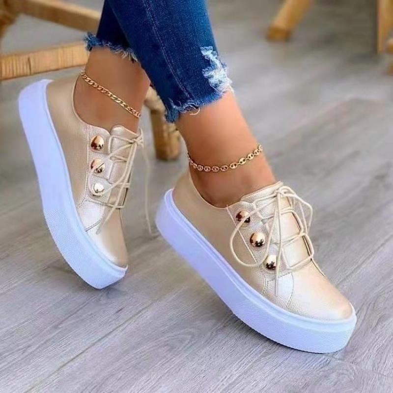 Women's Casual Comfy Daily Lace-up Flat Sneakers