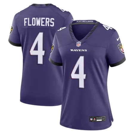 Women's Baltimore Ravens #4 Zay Flowers Nike Purple Team Game Jersey