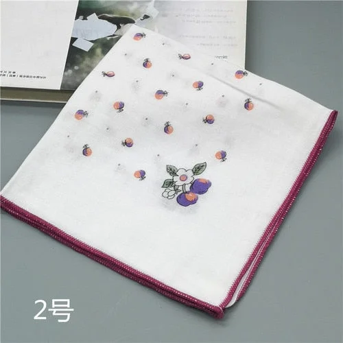 Handkerchiefs Women Kawaii Printing Simple Square Towel Pocket Elegant All-match Womens Leisure Female Cute Handkerchief Cotton