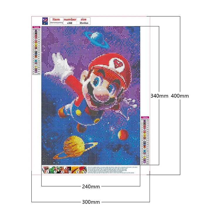 Mario Full 11CT Ore-stamped 50*50cm cross stitch – Jules' Diamond Art