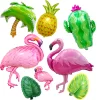 20PCS Summer Vibes Flamingo Coconut Tree Palm Leaf Aluminum Film Party Decoration Balloons 