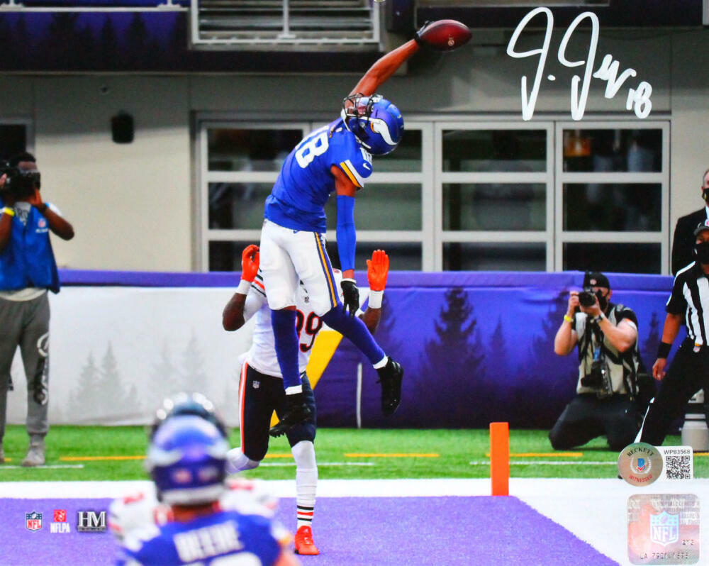 Justin Jefferson Signed Vikings 8x10 HM ONE HAND CATCH Photo Poster painting-Beckett W Hologram