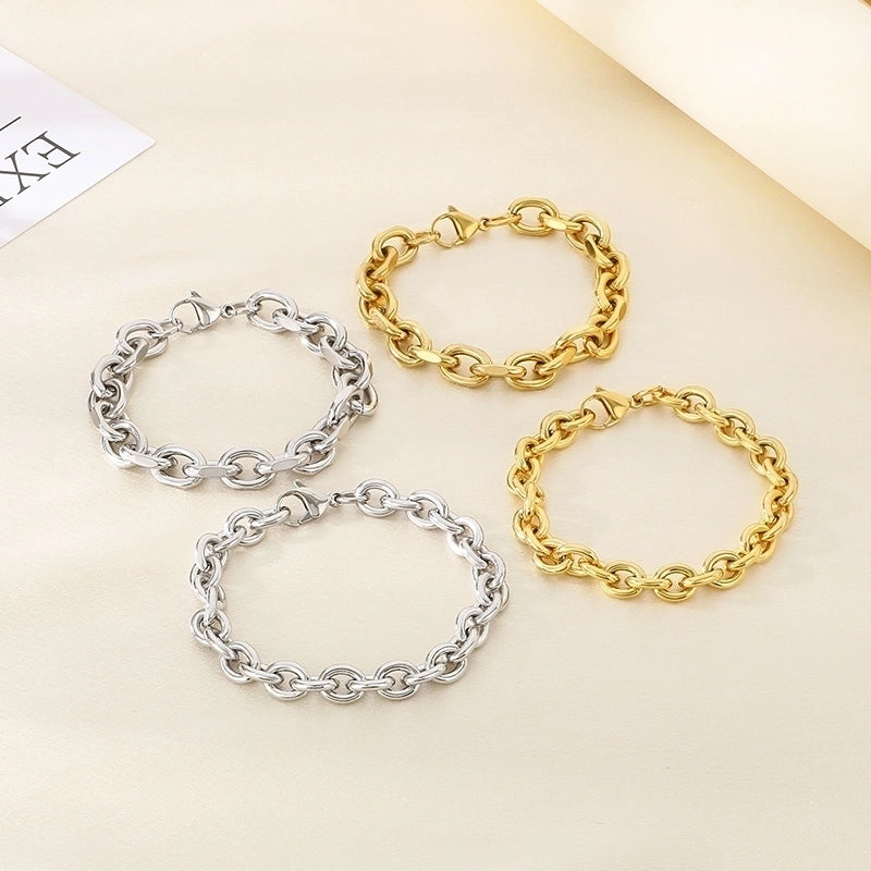 Minimalist Solid Color 304 Stainless Steel 18K Gold Plated Bracelets In Bulk