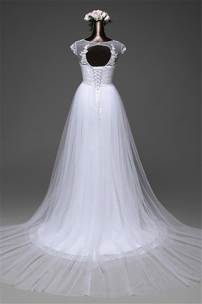 Daisda Glamorous Jewel Lace Long Mermaid Wedding Dress With Tulle Overskirt