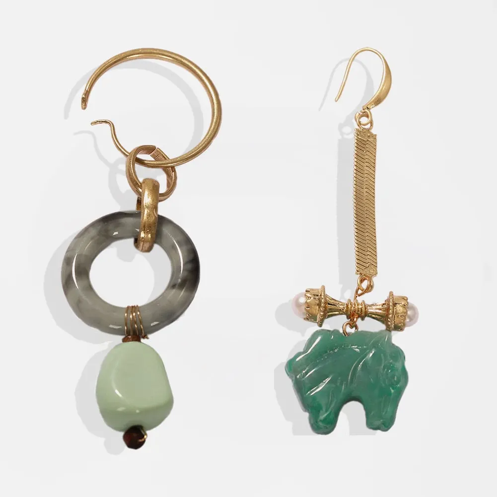 Dvacaman 2020 New Fashion Irregular Ceramic Pendant Earrings Women Vintage Handmade Resin/Wood/Metal Long Drop Earrings Jewelry