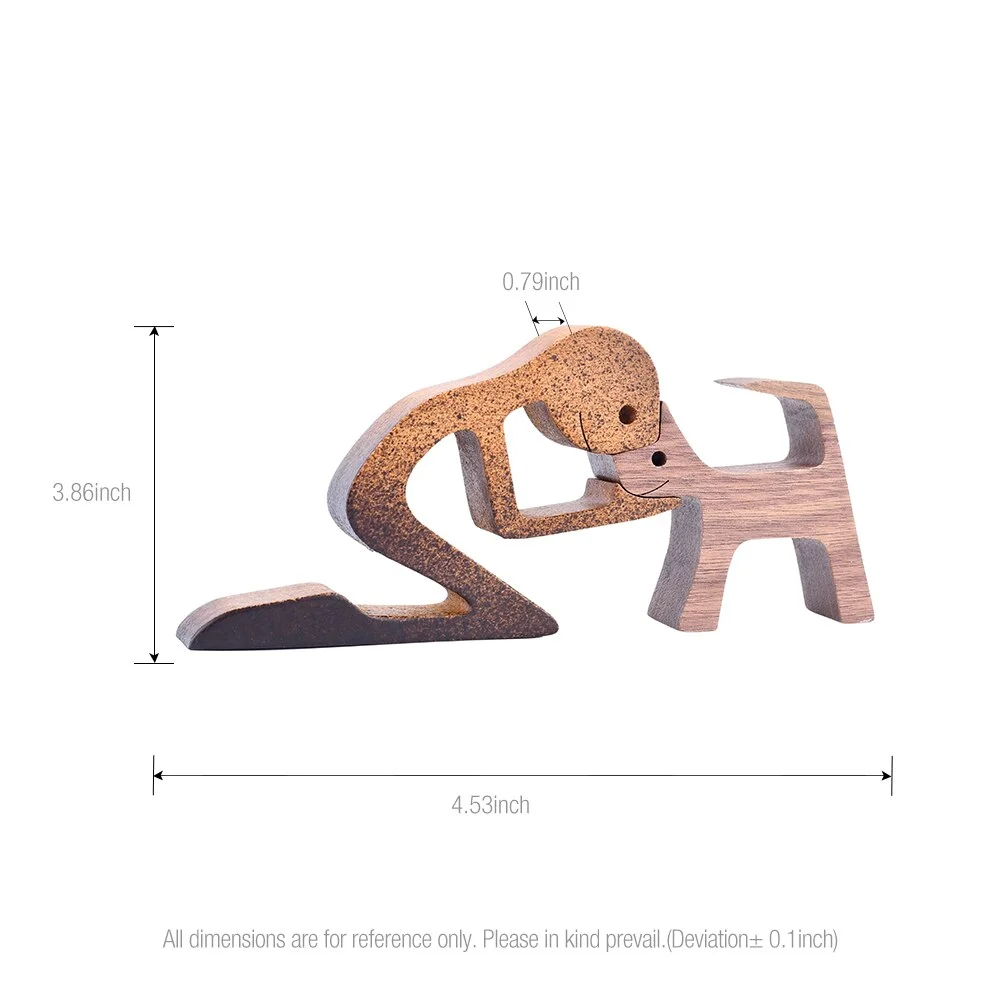 Handmade Wooden Sculpture Dog Figurines Craft Wood Home Decoration For Engraved Home Office Shelf Gift Natural