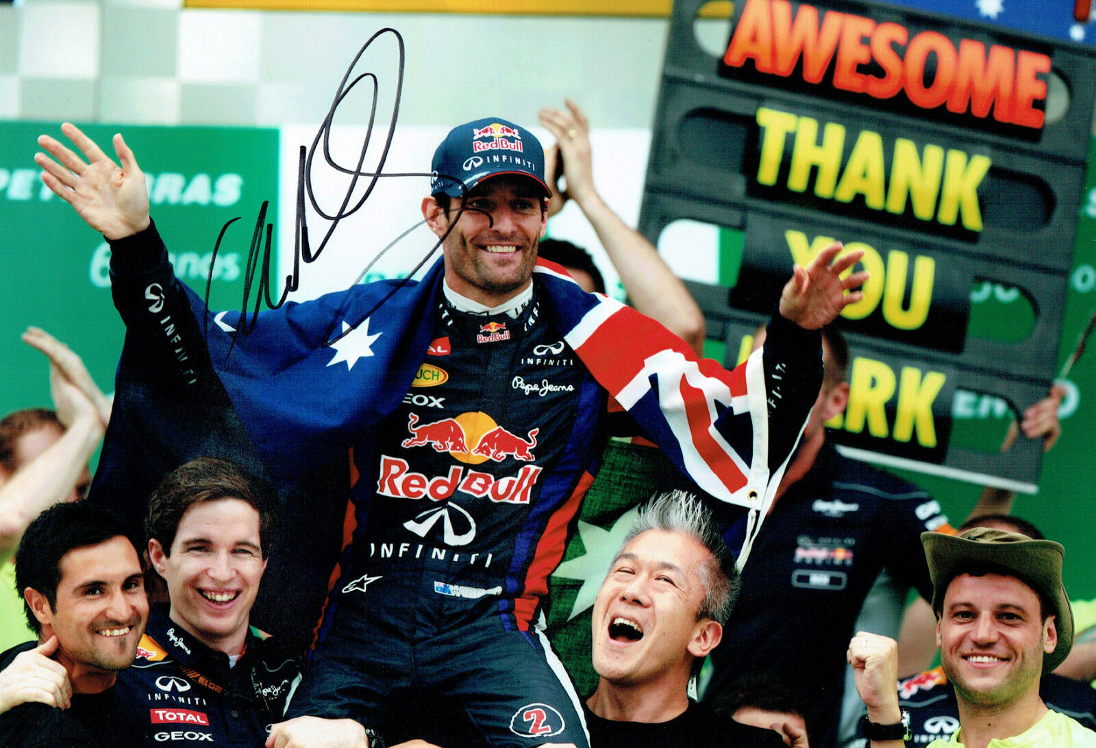 Mark WEBBER Signed Autograph 12 x 8 Photo Poster painting AFTAL COA F1 Red Bull AUSSIE Driver