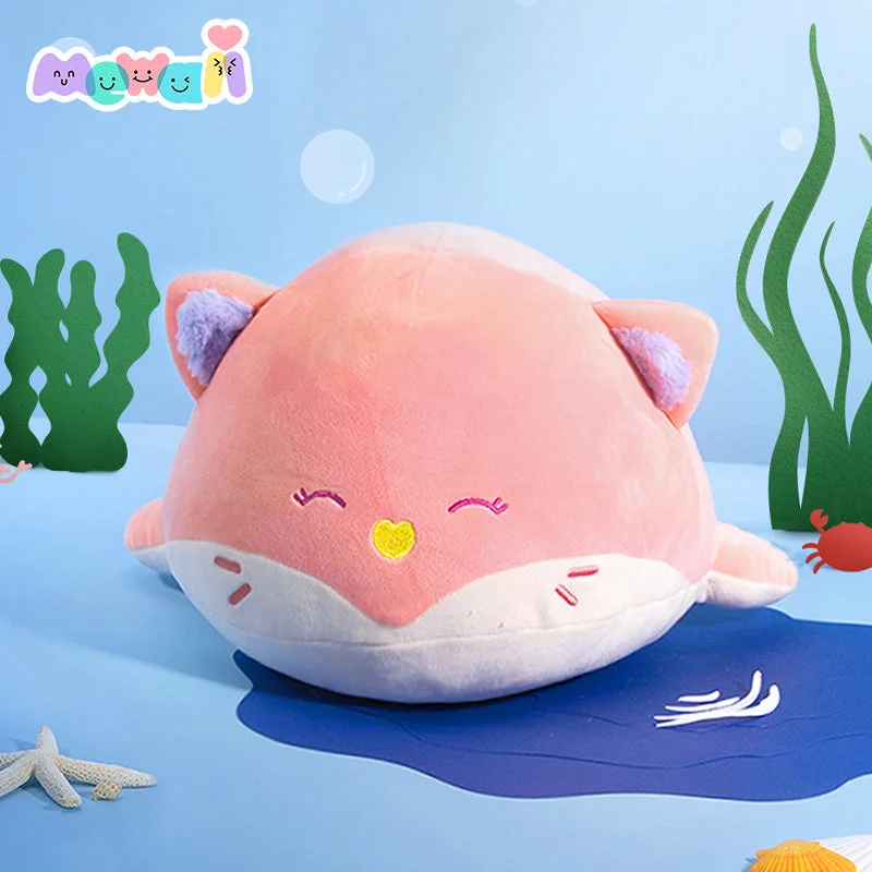 Mewaii® Ocean Series Pink Whale Fox Stuffed Animal Kawaii Plush Pillow Squishy Toy