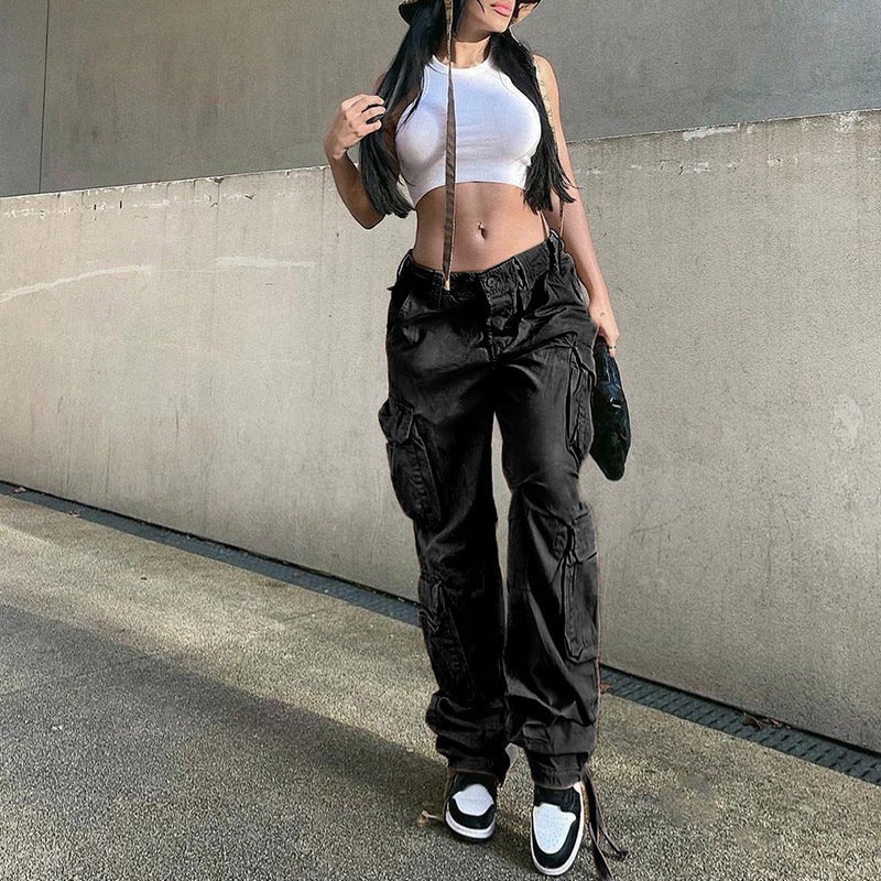 Aiertu outfits Autumn and Winter Women's Clothing American Street Hip Hop Style Denim Overalls Casual Pants Fashion aiertu