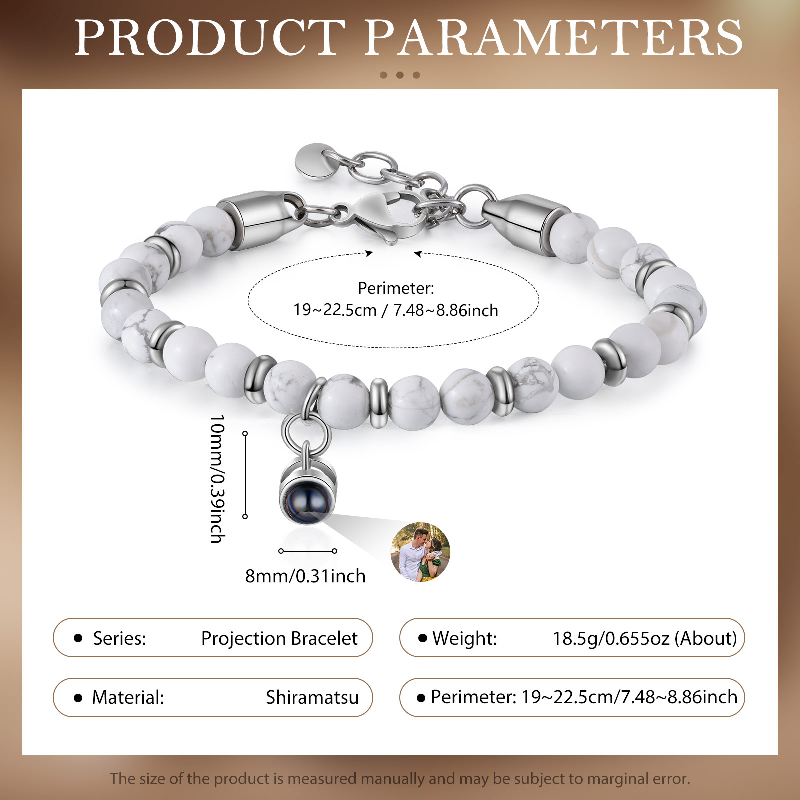 Braccialetto con proiezione personalizzato foto coppia amore Valentine 