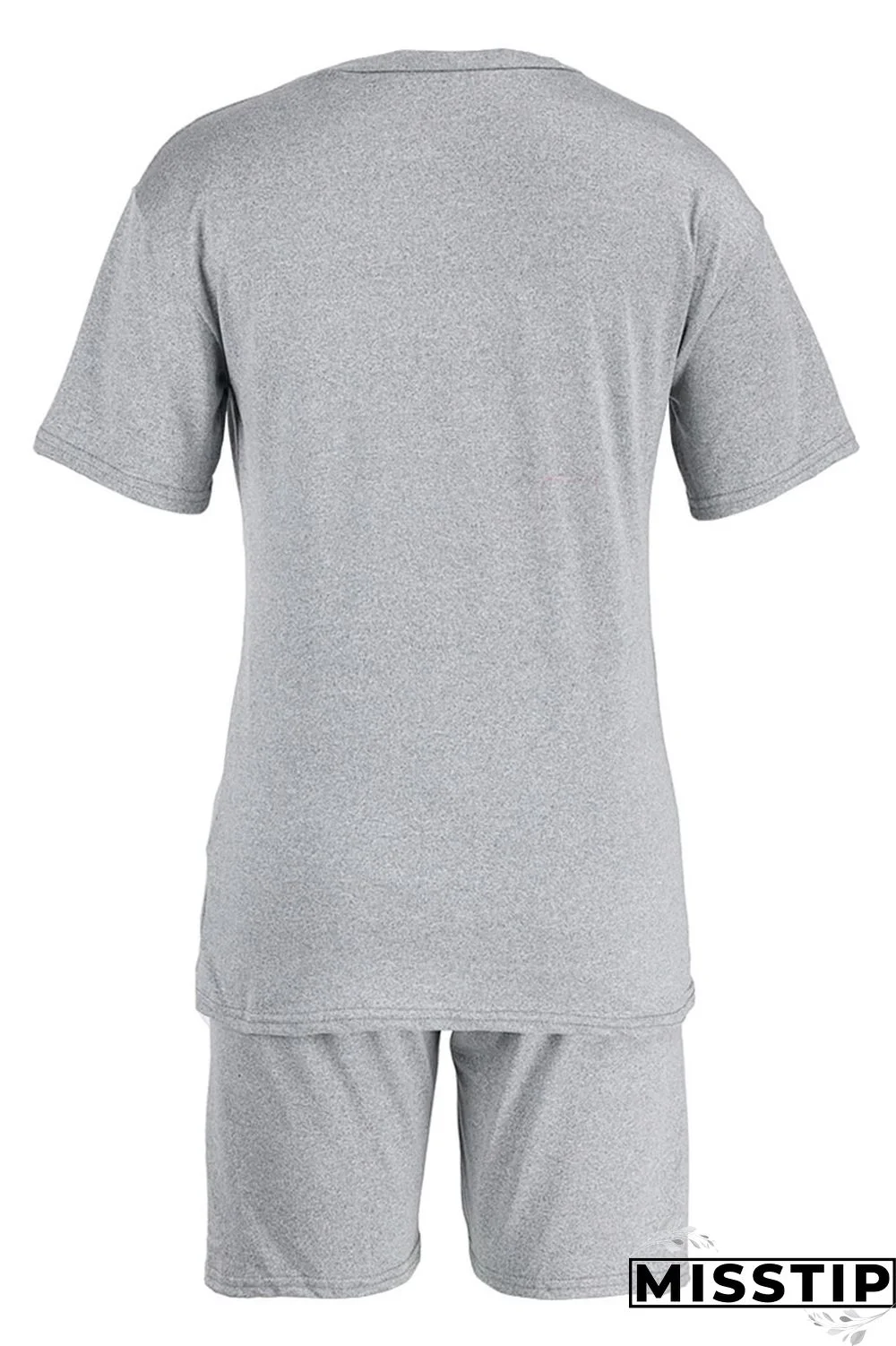 White Casual Print Patchwork O Neck Short Sleeve Two Pieces