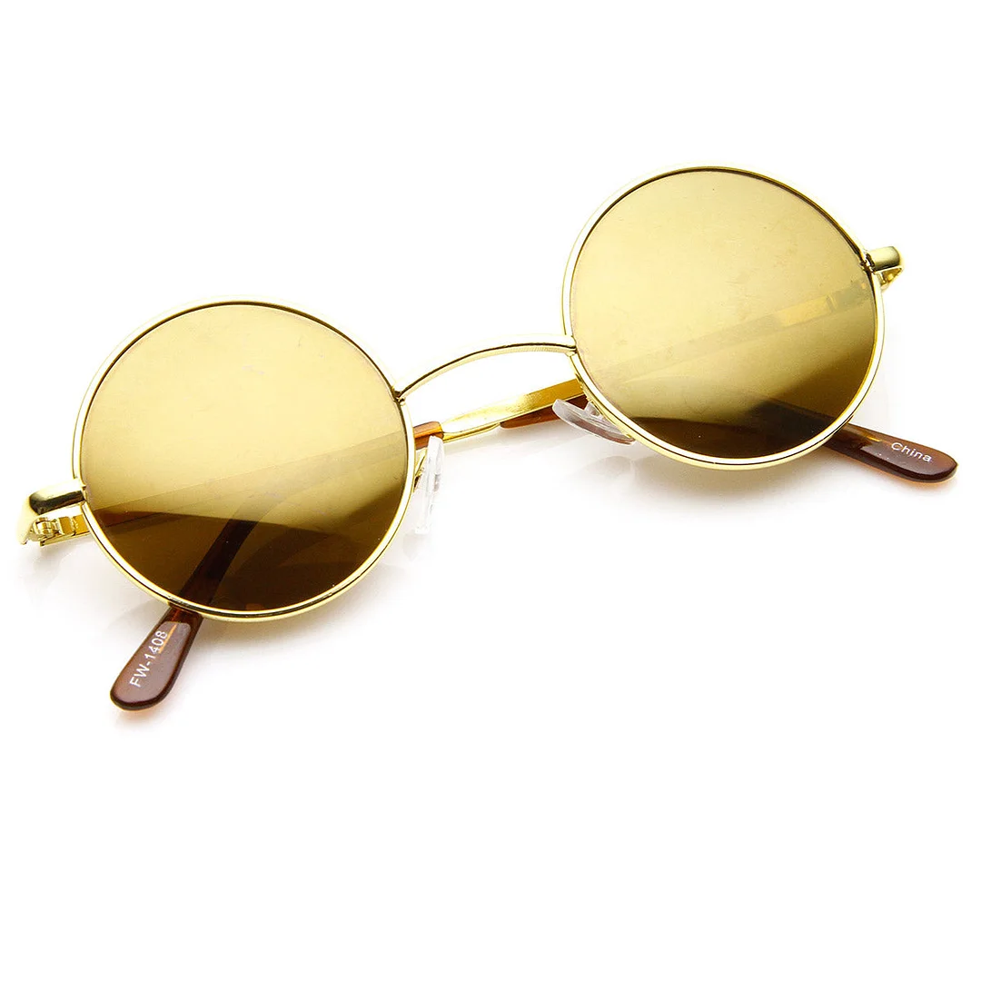 Lennon Style Round Circle Metal glasses with Color Mirror Lens