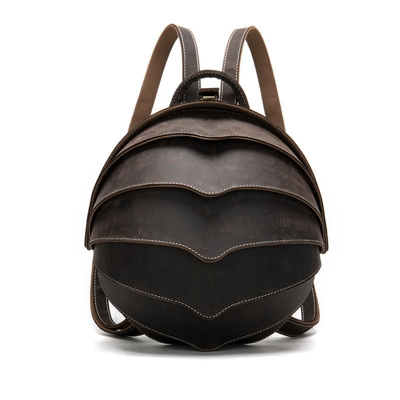 Cool Retro Beetle Shaped Genuine Leather Handmade  Flap Cover Rucksack