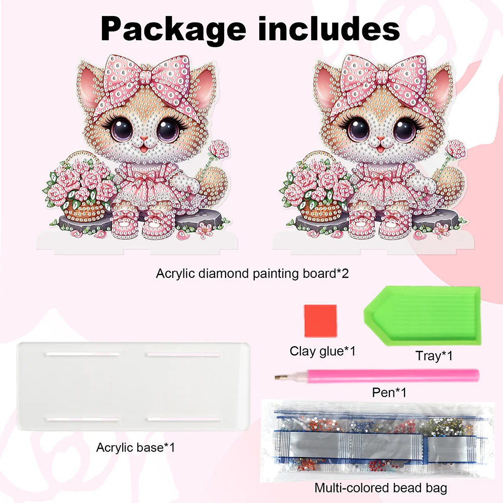 DIY Cat Diamond Painting Acrylic Napkin Rack Decor for Home Office Decor