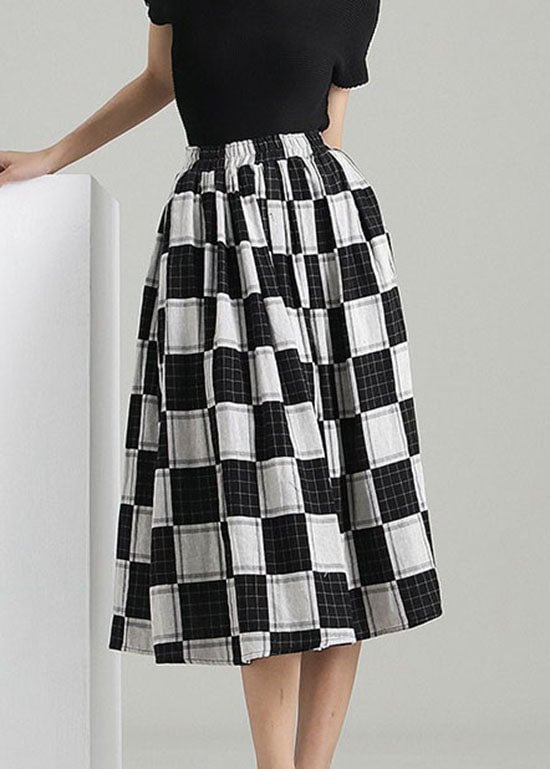 Chic Colorblock elastic waist Plaid Skirt Spring CK896- Fabulory