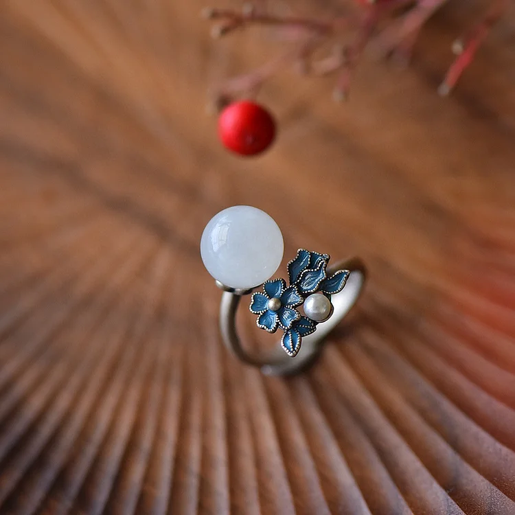 Longevity Flower Vintage Earrings Ring