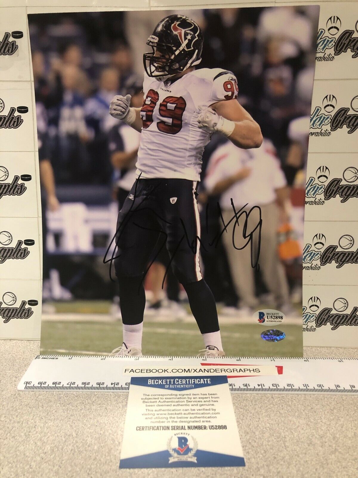 JJ WATT HOUSTON TEXANS SIGNED AUTOGRAPHED 8X10 Photo Poster paintingGRAPH Photo Poster painting-BECKETT BAS COA